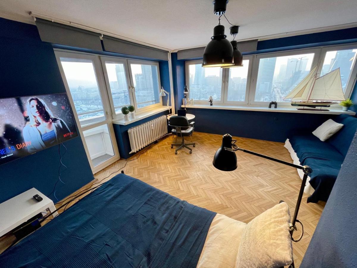 Super Apartament Blue Scisle Centrum Dwie Linie Metra Netflix Wifi 300 Mbs Panorama Miasta Varsavia Esterno foto
