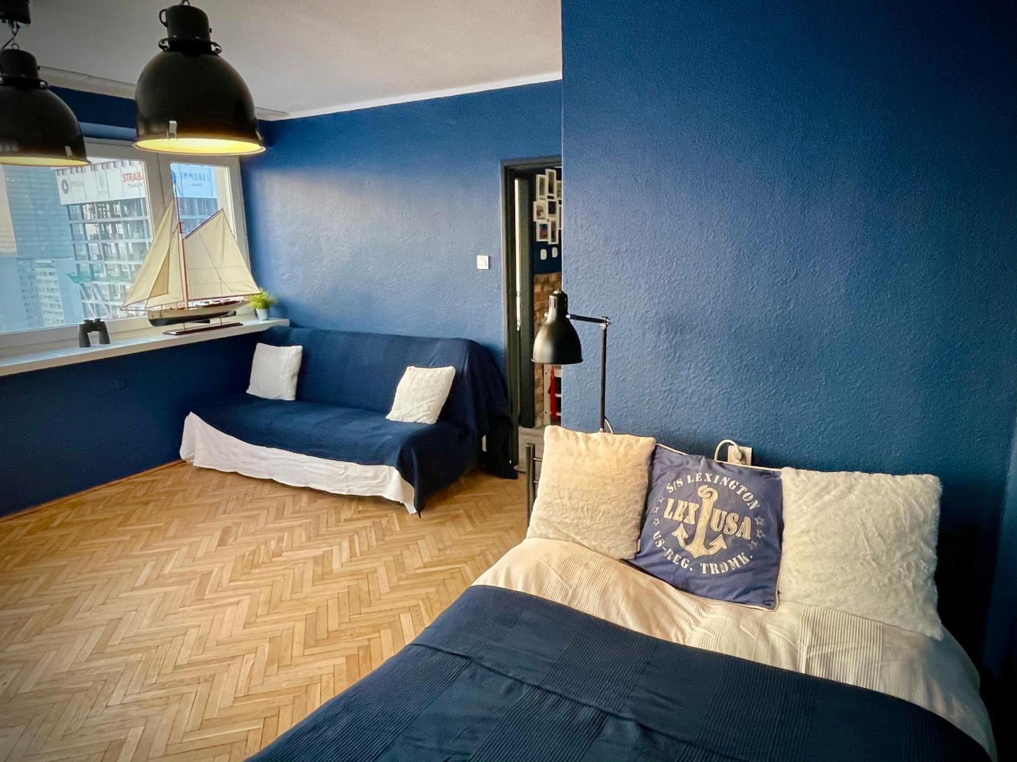 Super Apartament Blue Scisle Centrum Dwie Linie Metra Netflix Wifi 300 Mbs Panorama Miasta Varsavia Esterno foto